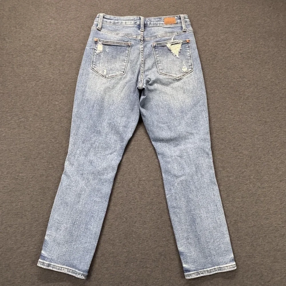Judy‎ Blue Jeans Womens 5/27 28x27 Blue Distressed Boyfriend High Rise Stretch
